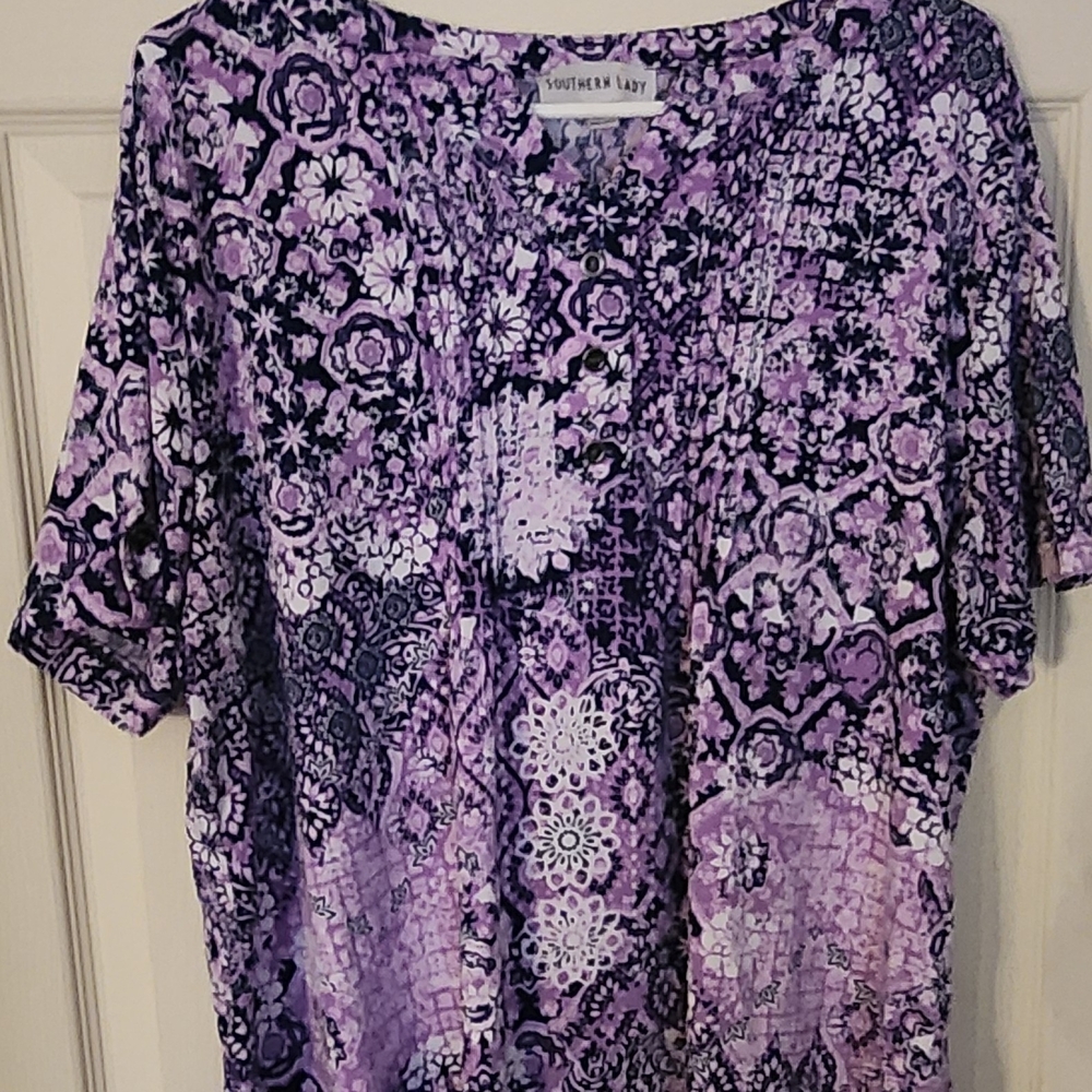 Southern Lady Purple 3/4 Sleeve Graphic Blouse
